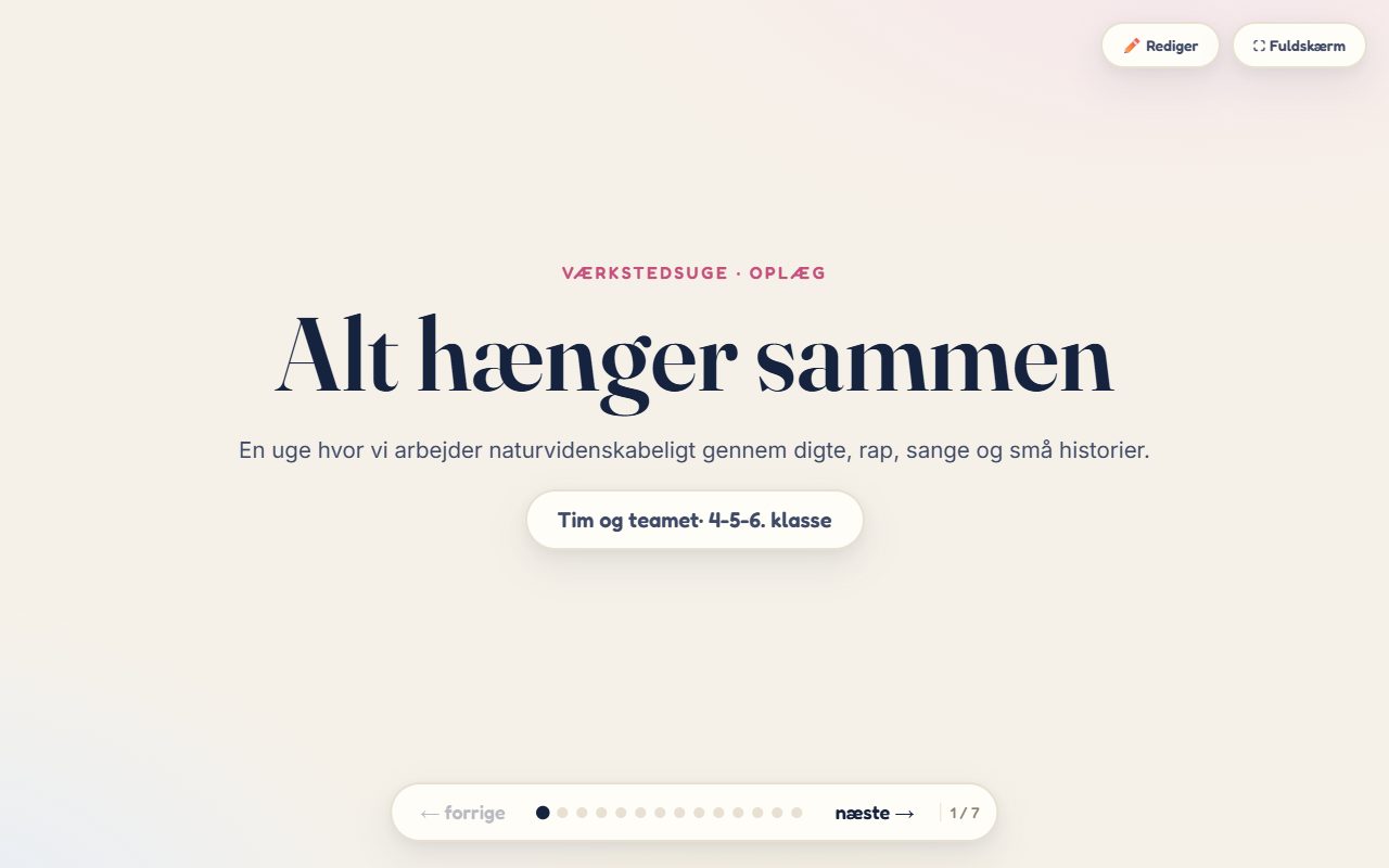 Skærmbillede af Teamoplæg: Alt hænger sammen